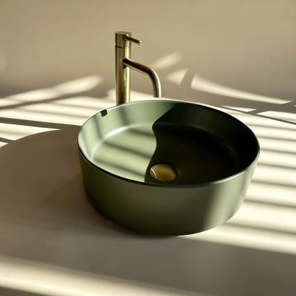 REA-U4567 - Opzetwastafel SAMI Ø 37 cm keramiek/mat groen