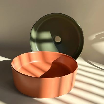 REA-U4567 - Opzetwastafel SAMI Ø 37 cm keramiek/mat groen