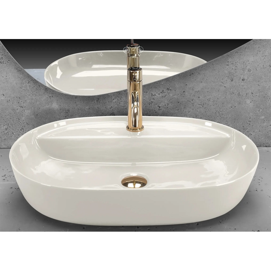 REA-U4589 - Opzetwastafel AURA 41x61 cm keramiek/glanzend crème