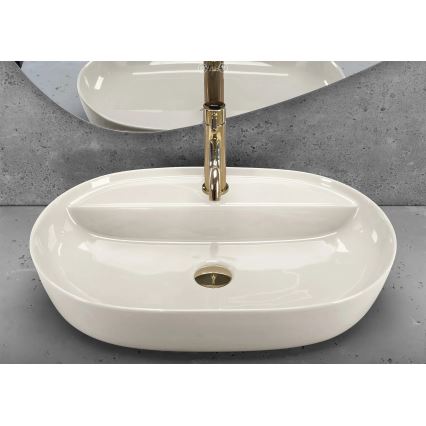 REA-U4589 - Opzetwastafel AURA 41x61 cm keramiek/glanzend crème