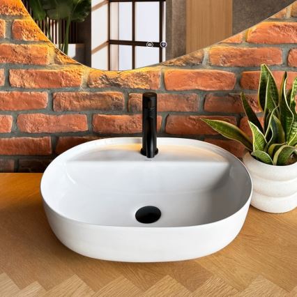 REA-U4620 - AURA opzetwastafel 38,5x50,5 cm keramiek/glanzend wit