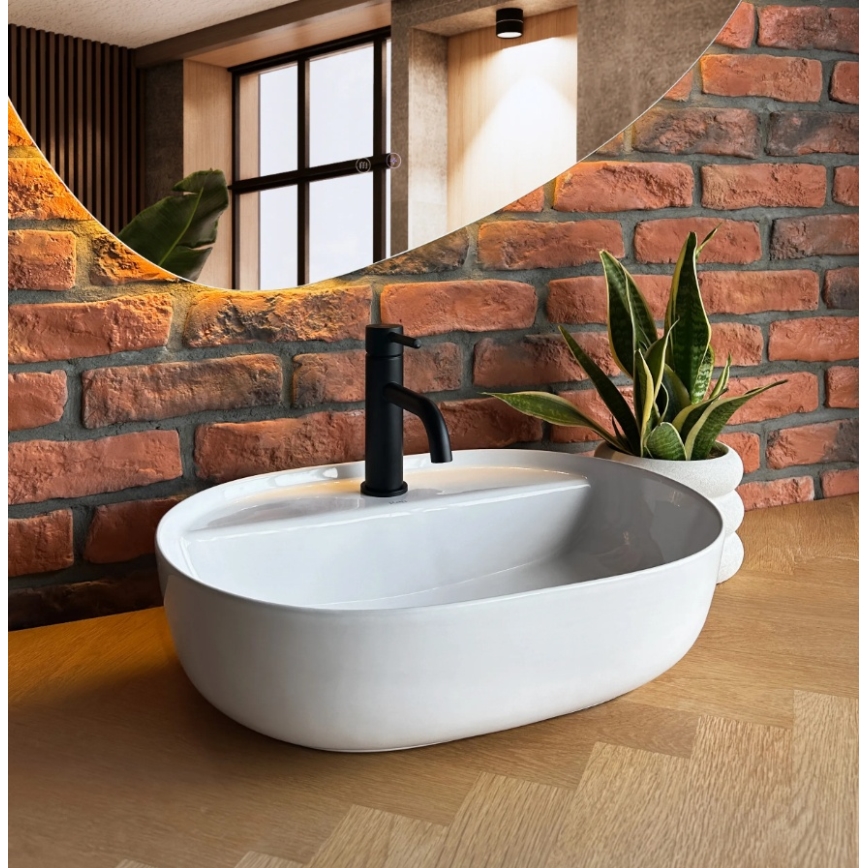 REA-U4620 - AURA opzetwastafel 38,5x50,5 cm keramiek/glanzend wit