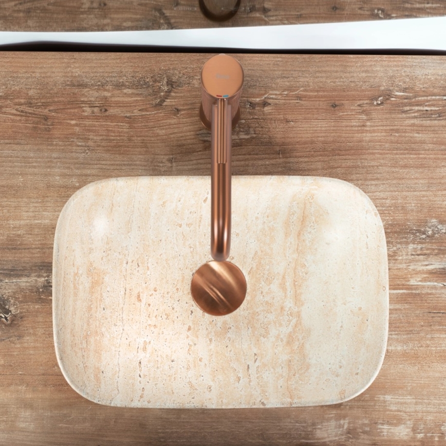 REA-U4700 - Opzetwastafel BELINDA MINI 25x36 cm keramiek/beige/steenlook