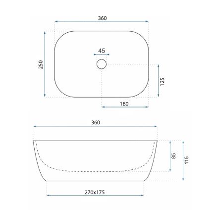 REA-U4700 - Opzetwastafel BELINDA MINI 25x36 cm keramiek/beige/steenlook