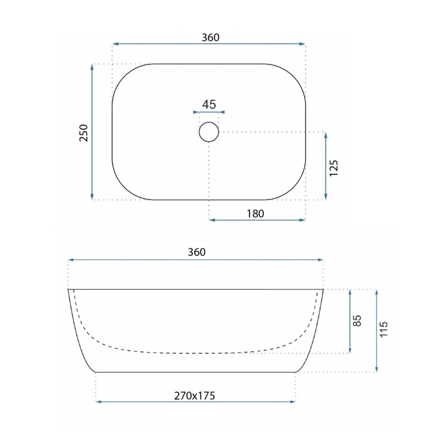REA-U4700 - Opzetwastafel BELINDA MINI 25x36 cm keramiek/beige/steenlook