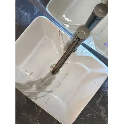 REA-U5052 - Opzetwastafel KELLY 38x49 cm keramiek/wit/marmerdecor