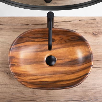 REA-U5060 - Opzetwastafel AMELIA 34,5 x 48 cm keramiek/houtdecor