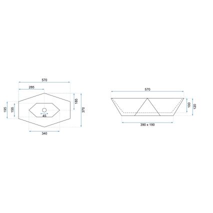 REA-U5602 - Opbouwwastafel VEGAS 37x57 cm keramiek/steenlook
