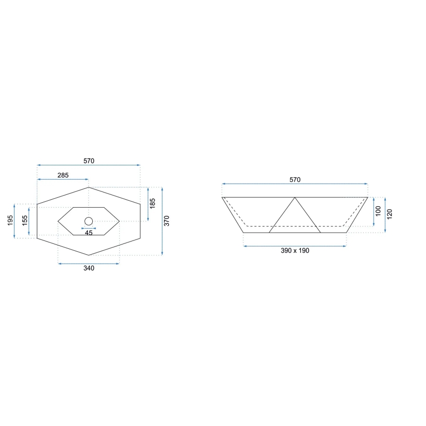 REA-U5602 - Opbouwwastafel VEGAS 37x57 cm keramiek/steenlook