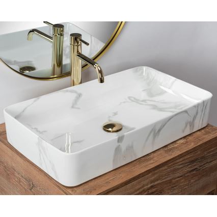 REA-U5896 - Opzetwastafel DENIS 35x61,5 cm keramiek/marmerdecor