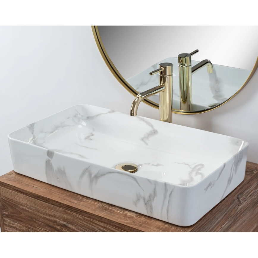 REA-U5896 - Opzetwastafel DENIS 35x61,5 cm keramiek/marmerdecor