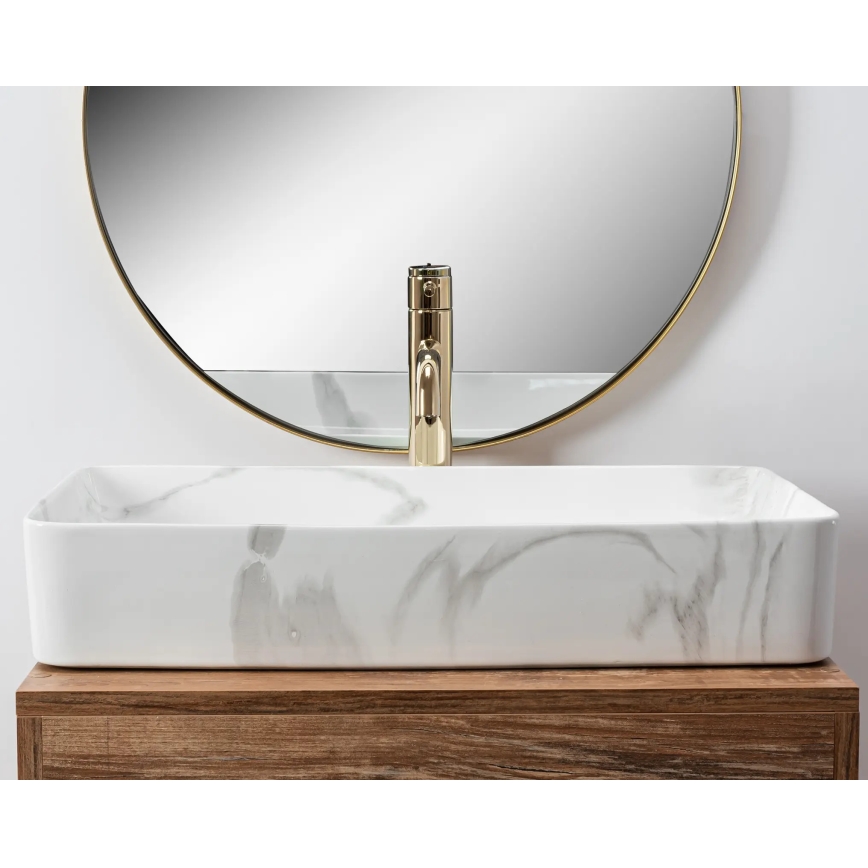 REA-U5896 - Opzetwastafel DENIS 35x61,5 cm keramiek/marmerdecor