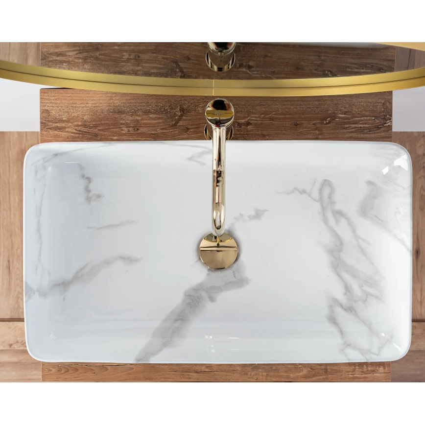 REA-U5896 - Opzetwastafel DENIS 35x61,5 cm keramiek/marmerdecor