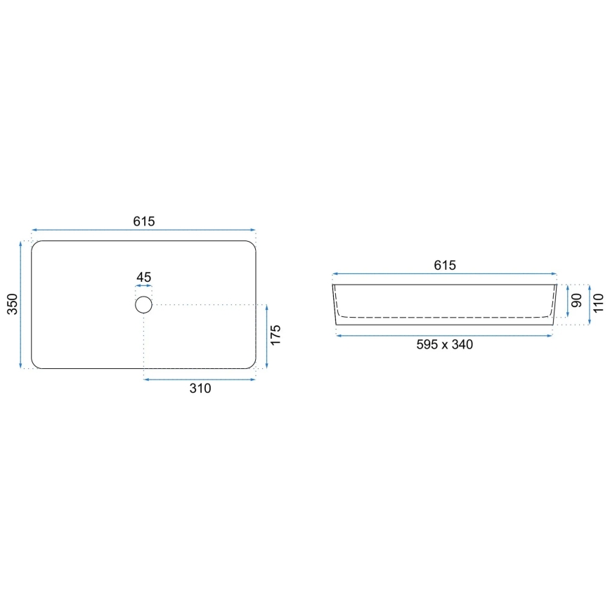 REA-U5896 - Opzetwastafel DENIS 35x61,5 cm keramiek/marmerdecor