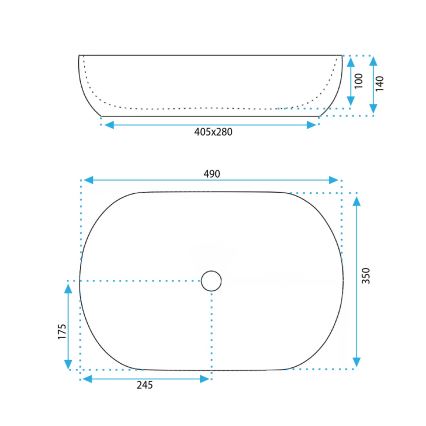 REA-U6022 - Wastafel voor op het werkblad LISA 35 x 49 cm keramiek/glanzend wit