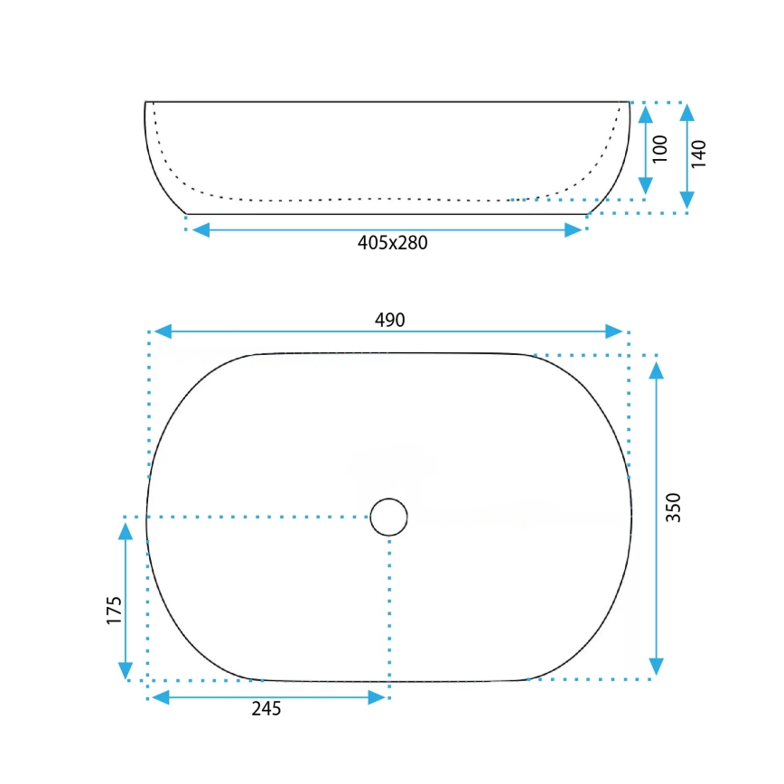 REA-U6022 - Wastafel voor op het werkblad LISA 35 x 49 cm keramiek/glanzend wit