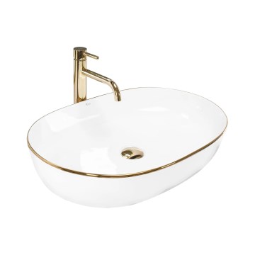 REA-U6211 - Opzetwastafel CLEO 41x60,5 cm keramiek/wit/goud