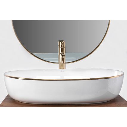 REA-U6211 - Opzetwastafel CLEO 41x60,5 cm keramiek/wit/goud
