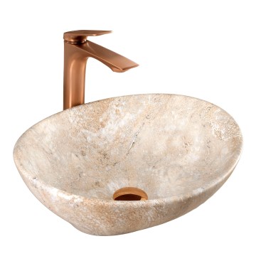 REA-U6361 - Opzetwastafel SOFIA 34,5 x 41 cm keramiek/beige/steenlook