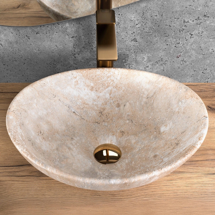 REA-U6361 - Opzetwastafel SOFIA 34,5 x 41 cm keramiek/beige/steenlook