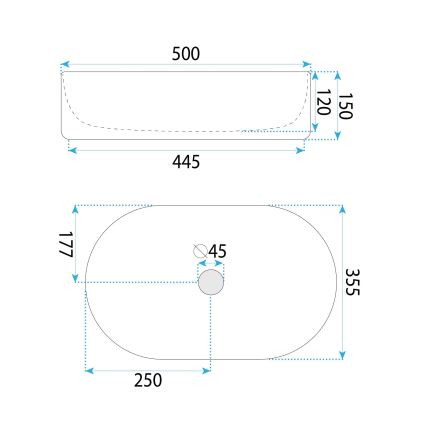 REA-U6366 - Opbouwwastafel OKTAWIA 35,5x50 cm keramiek/wit