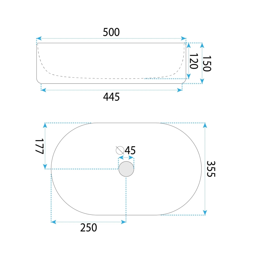 REA-U6366 - Opbouwwastafel OKTAWIA 35,5x50 cm keramiek/wit