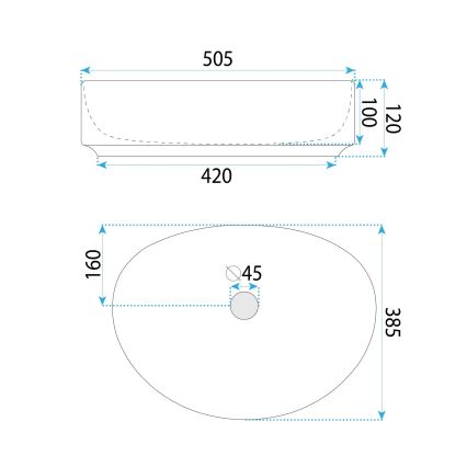 REA-U6370 - Opzetwastafel JOANA 38,5x50,5 cm keramiek/hoogglans wit
