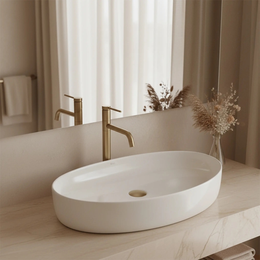 REA-U6371 - Opzetwastafel JOANA 40,5x65,5 cm keramiek/glanzend wit