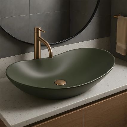 REA-U6372 - Opzetwastafel ROYAL 35,5x61,5 cm keramiek/olijfgroen