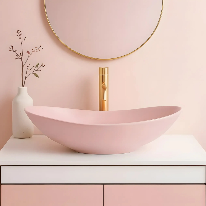 REA-U6374 - Opbouwwastafel ROYAL 35,5x61,5 cm keramiek/mat roze