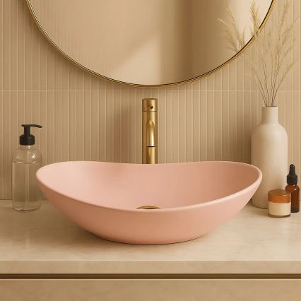 REA-U6374 - Opbouwwastafel ROYAL 35,5x61,5 cm keramiek/mat roze