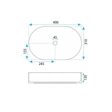 REA-U6375 - Opzetwastafel VANDA 31x49 cm keramiek/mat blauw