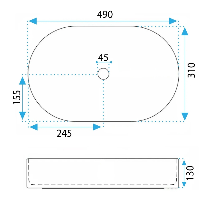 REA-U6376 - Opzetwastafel VANDA 31x49 cm keramiek/mat roze