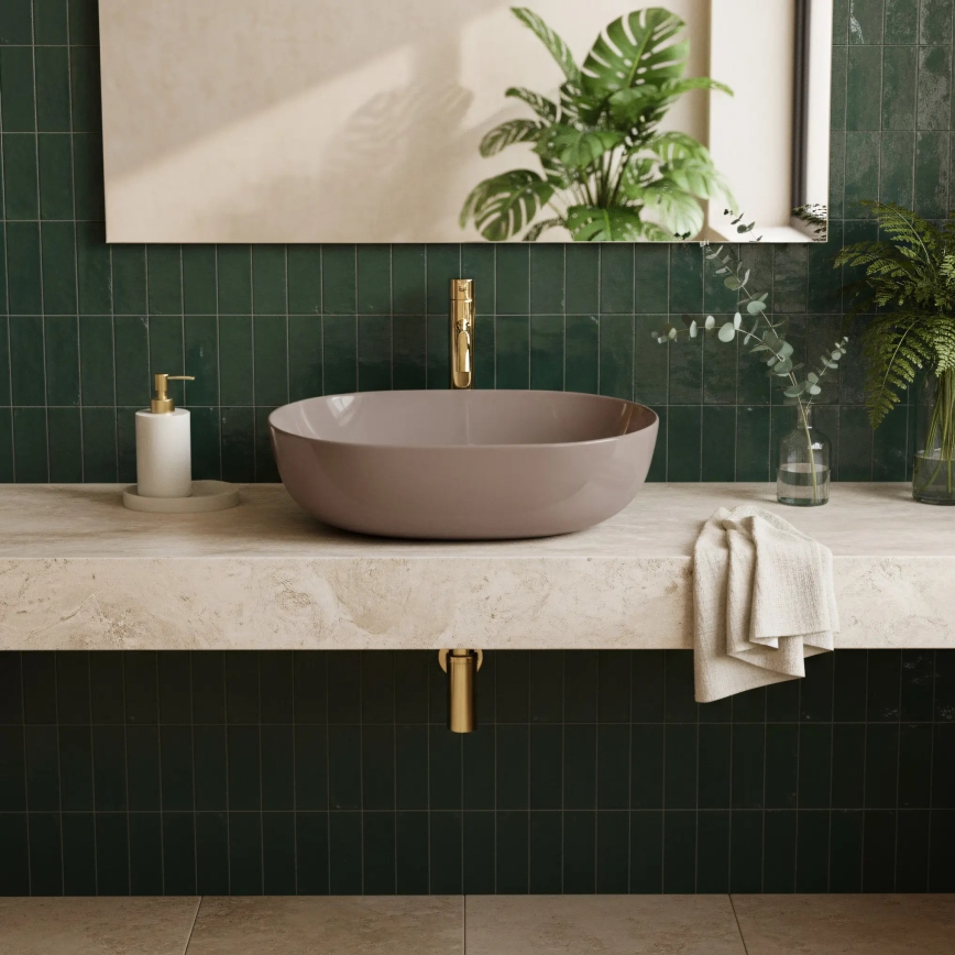 REA-U6380 - Opzetwastafel LISA 35x49 cm keramiek/glanzend bruin