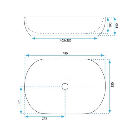 REA-U6380 - Opzetwastafel LISA 35x49 cm keramiek/glanzend bruin