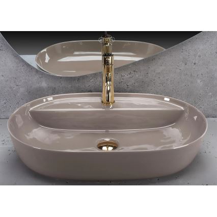 REA-U6381 - Waskom voor op het werkblad AURA 41x61 cm keramiek/glanzend bruin