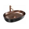 REA-U6383 - Opzetwastafel CLEO 41x60,5 cm keramiek/zwart/geborsteld koper