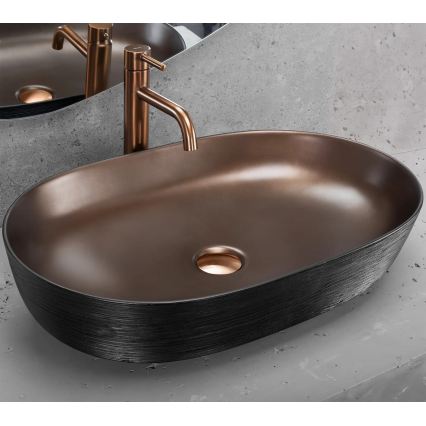 REA-U6383 - Opzetwastafel CLEO 41x60,5 cm keramiek/zwart/geborsteld koper