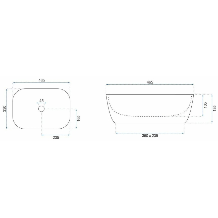 REA-U6384 - Opbouwwastafel BELINDA 33 x 46,5 cm keramiek/zwart/bruin