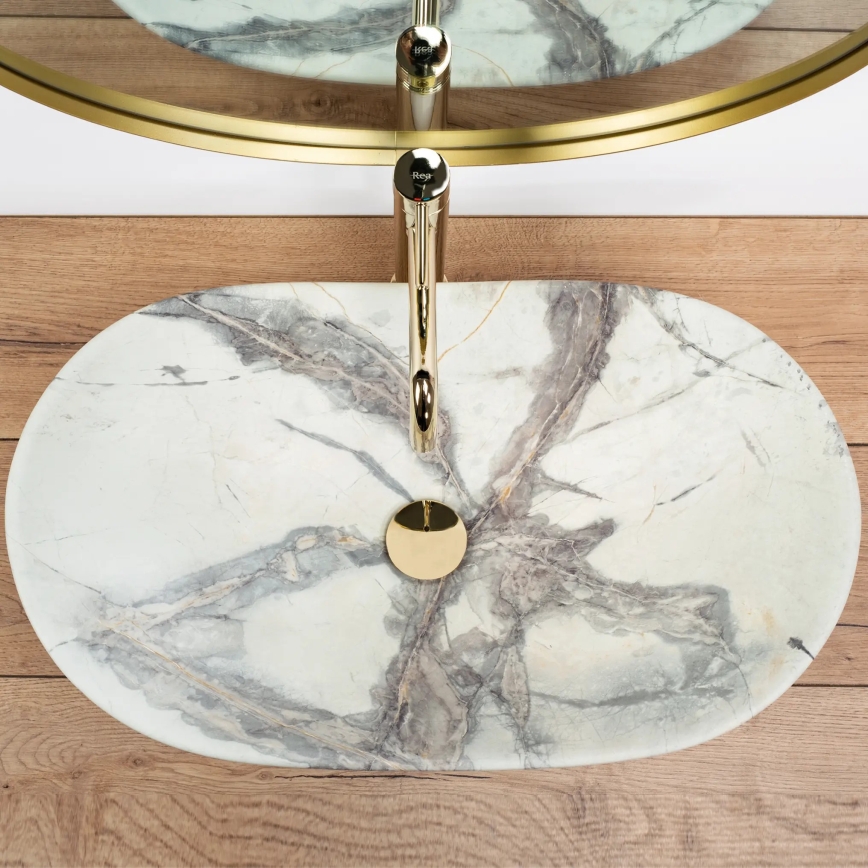 REA-U6502 - Opbouwwastafel ROYAL 36x60,5 cm keramiek/marmerdecor