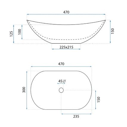 REA-U6507 - Wastafel voor op werkblad ROYAL MINI 30x47 cm keramiek/wit