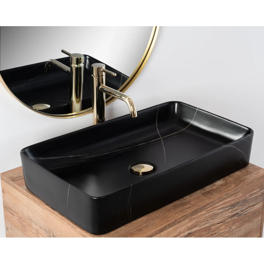 REA-U6510 - Opzetwastafel DENIS 35x61,5 cm keramiek/mat zwart
