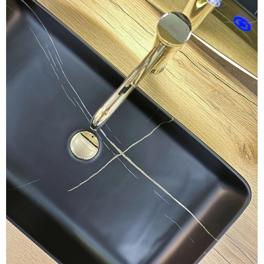 REA-U6510 - Opzetwastafel DENIS 35x61,5 cm keramiek/mat zwart