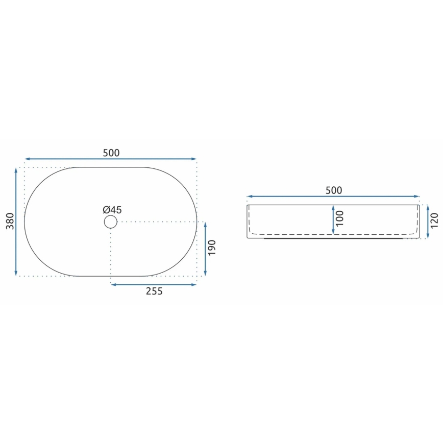 REA-U6563 - Opbouwwastafel NADIA 38x50 cm keramiek/glanzend wit