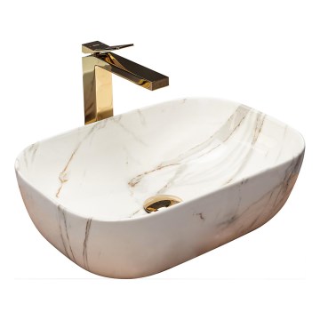 REA-U6596 - Opzetwastafel BELINDA 33,5x46,5 cm keramiek/marmerdecor