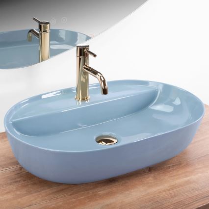 REA-U6618 - Opzetwastafel AURA 41x61 cm keramiek/glanzend blauw