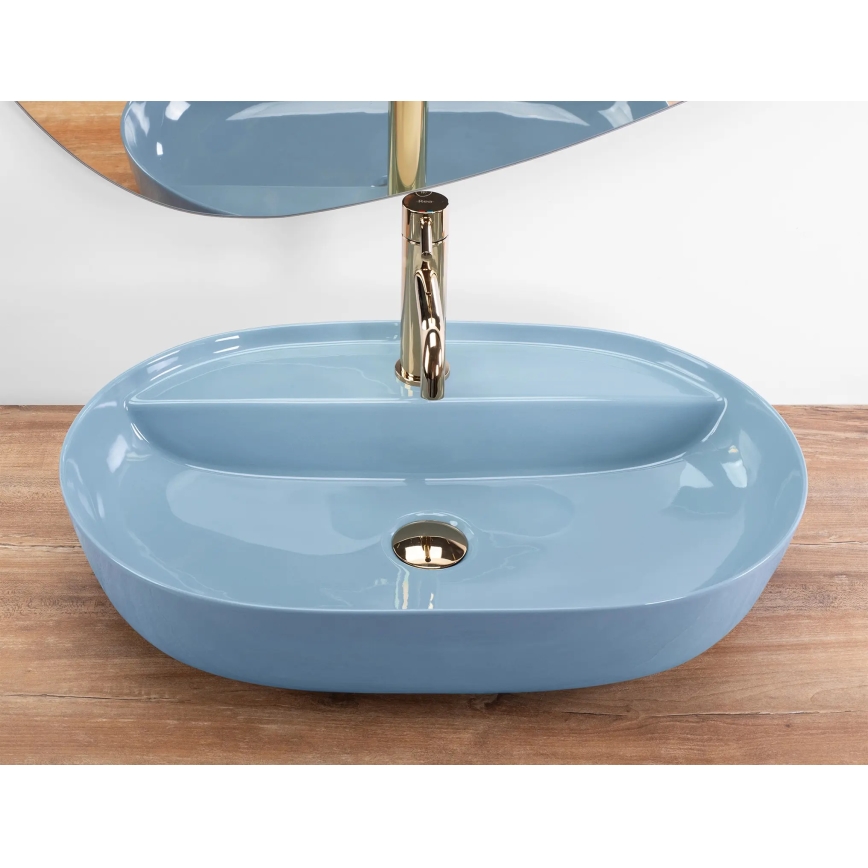 REA-U6618 - Opzetwastafel AURA 41x61 cm keramiek/glanzend blauw