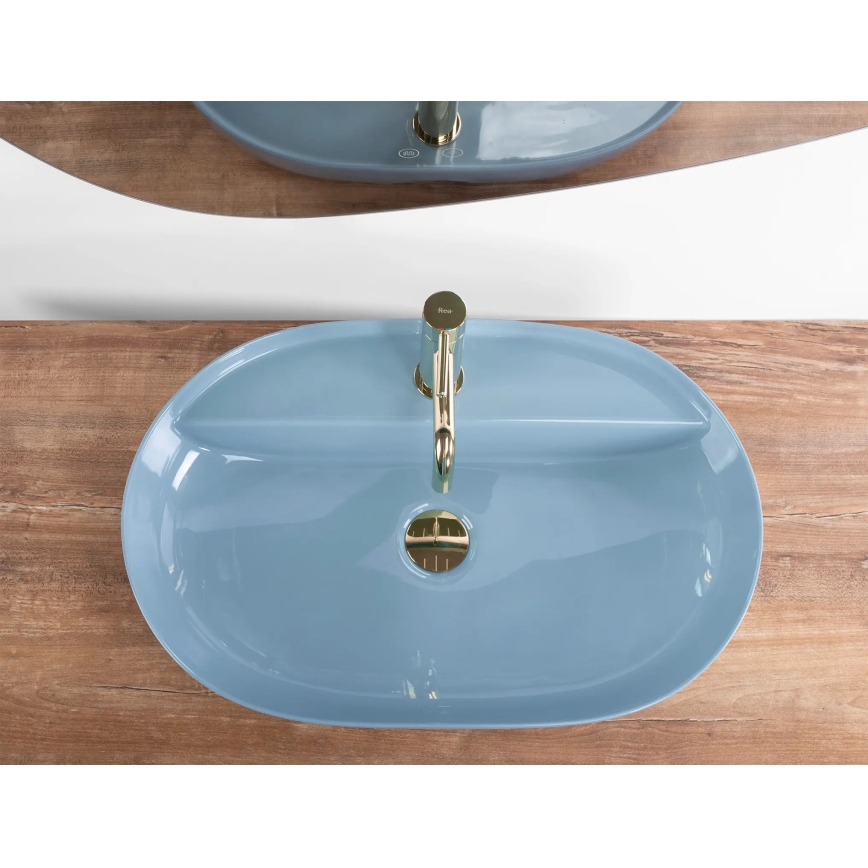 REA-U6618 - Opzetwastafel AURA 41x61 cm keramiek/glanzend blauw