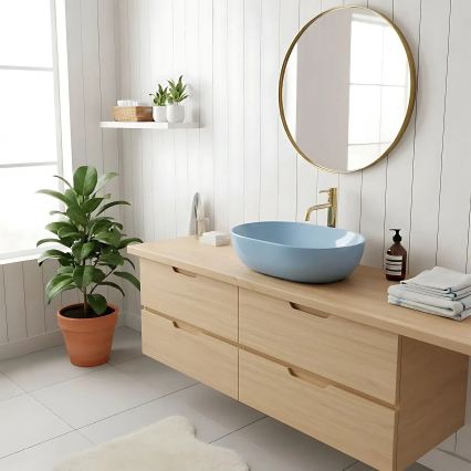 REA-U6620 - Opzetwastafel LISA 35x49 cm keramiek/glanzend blauw