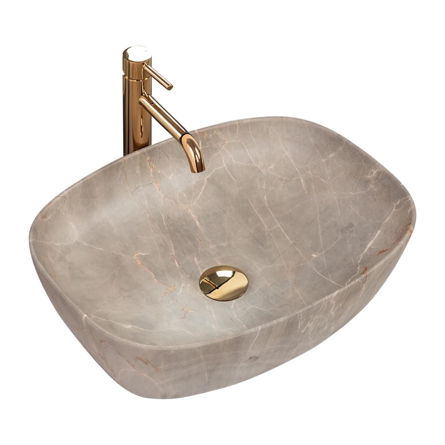 REA-U6647 - Opzetwastafel FREJA 39,5x51 cm keramiek/grijs/marmerdecor